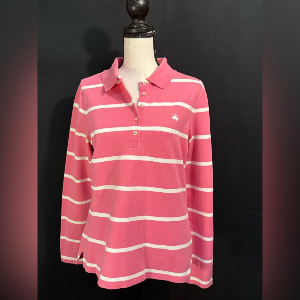 Brooks Brothers Pink and White Polo Shirt